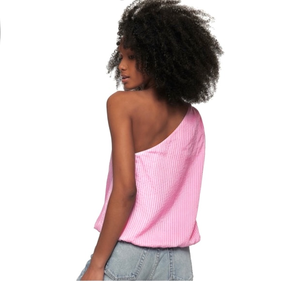 CAMI NYC PINK STRIPED ONE-SHOULDER TOP - Picture 8 of 9